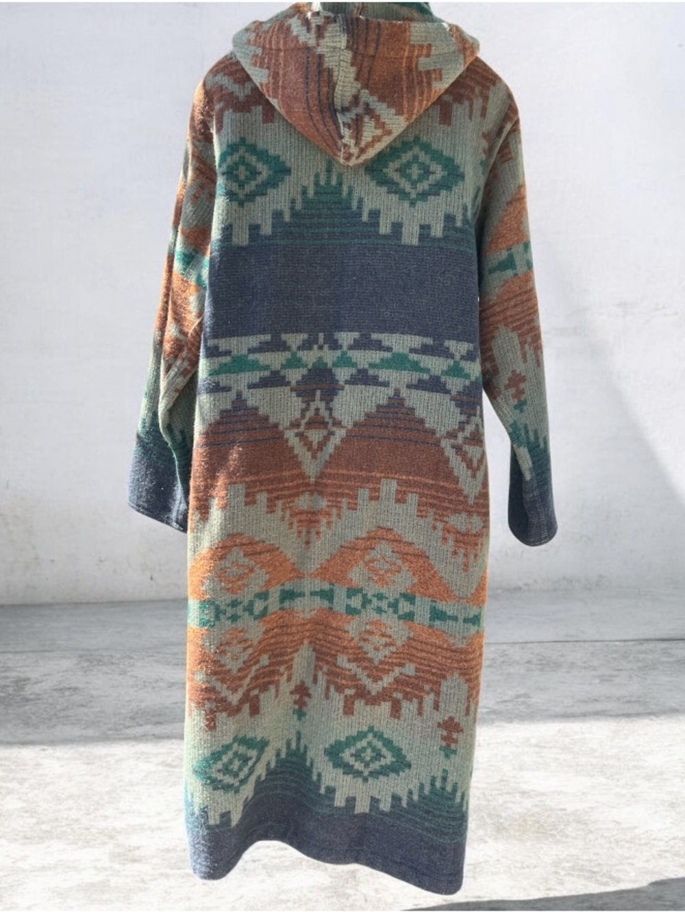 Vintage Woolrich Southwestern 
Long Wool Coat /Duster Hooded Blanket Style